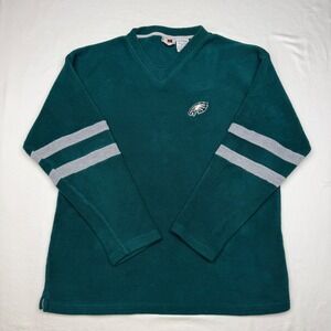 VTG Iron Knights Athletics Philadelphia Eagles Fleece Pullover VNeck Men XL Teal